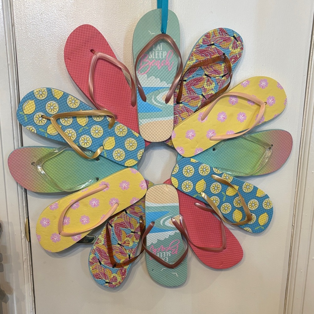 Colorful, made by hand, Flip Flop wreath